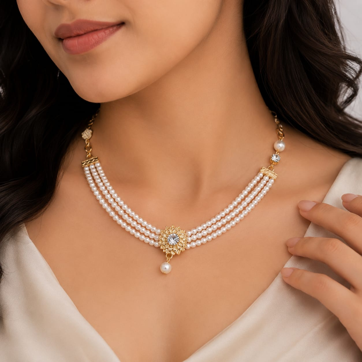 Women's Multi-Layer Pearl Choker Necklace