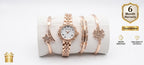 Ande Kleyn Women's Rose Gold Watch and Bracelet Set - 4-Piece Crystal Accent Quartz Dress Watch with Matching Star, Geometric &amp; Snowflake Charm Bracelets - Gift Boxed Jewelry Set for Women