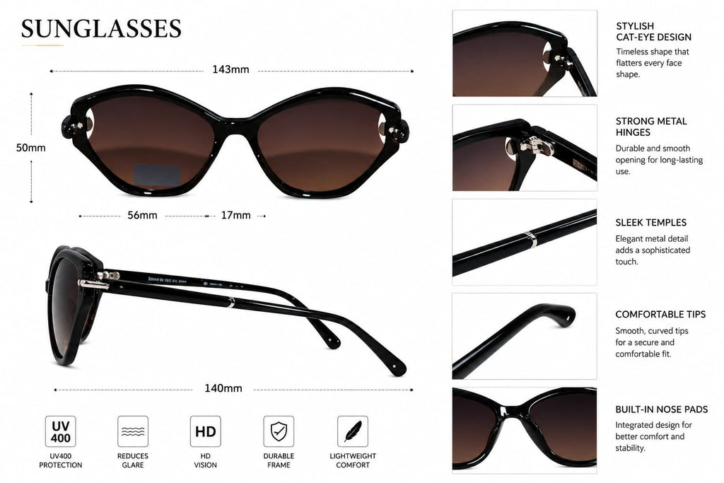 Upgrade your style with the ANS BILLION Women's Cat Eye Sunglasses.