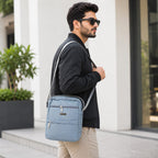 SILVER Crossbody Sling Bag for Men & Women | Lightweight Water-Resistant Shoulder Bag | Multiple Zip Compartments | Adjustable Strap | Sky Blue Brand