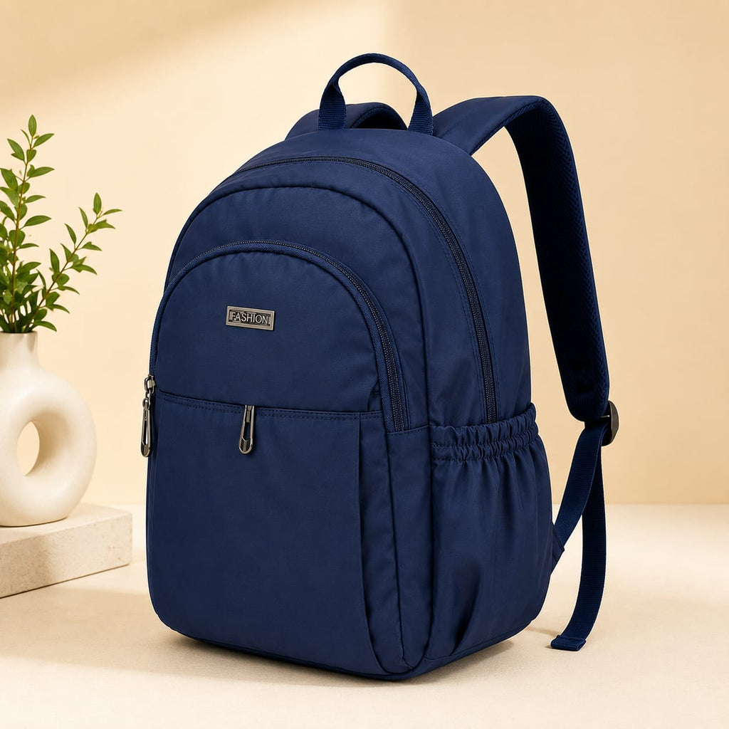 ANS BILLION Unisex Navy Blue Casual Backpack | Lightweight Water-Resistant School, College & Office Bag | Multi-Compartment Travel Backpack with Bottle Pocket