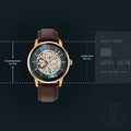 blue dial brown leather strap watch for men - ANS Billons