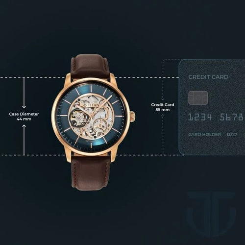 blue dial brown leather strap watch for men - ANS Billons