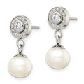 Stainless Steel Cubic Zirconia and Freshwater Cultured Pearl Dangle Earrings Fine Jewelry For Women Gifts For Her - VNS Laxury