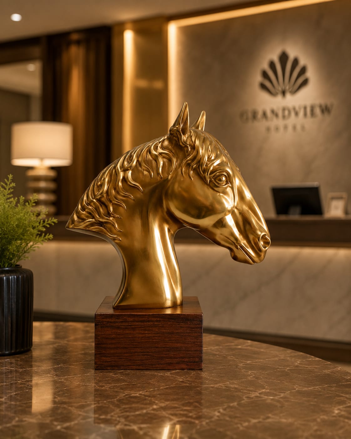 Triivvayu Majestic Horse Brass Bust Luxury Home Office Equestrian Decor - ANS Billons