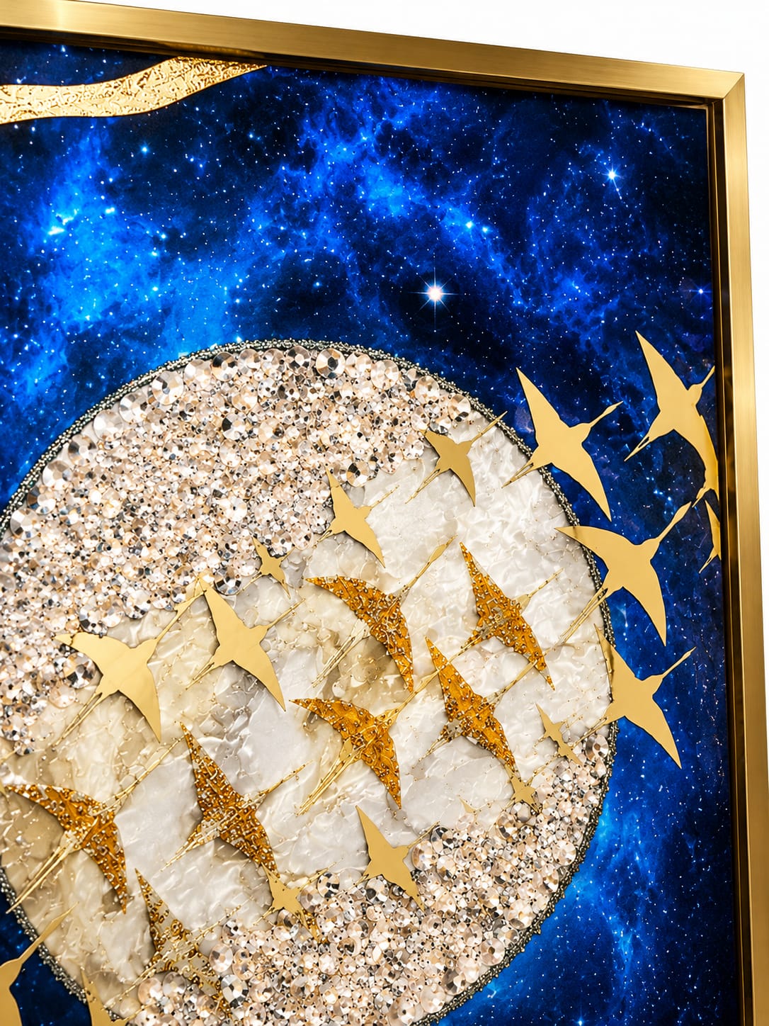 Wall Art Print Night Sky Golden Moon and Bird Européen ... - ANS Billons