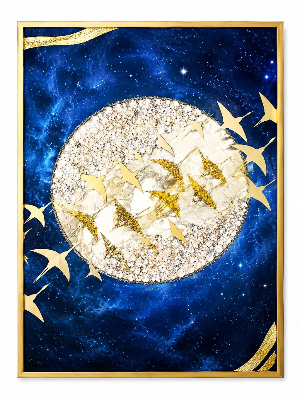Wall Art Print Night Sky Golden Moon and Bird Européen ... - ANS Billons