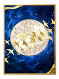Wall Art Print Night Sky Golden Moon and Bird Européen ... - ANS Billons