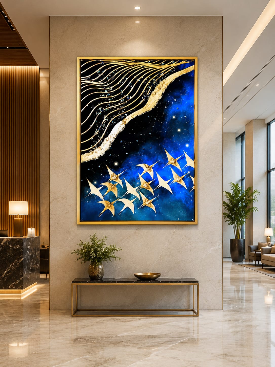 Yooyu Luxury Wall Art Moon Golden Birds Mountain Canvas ... - ANS Billons