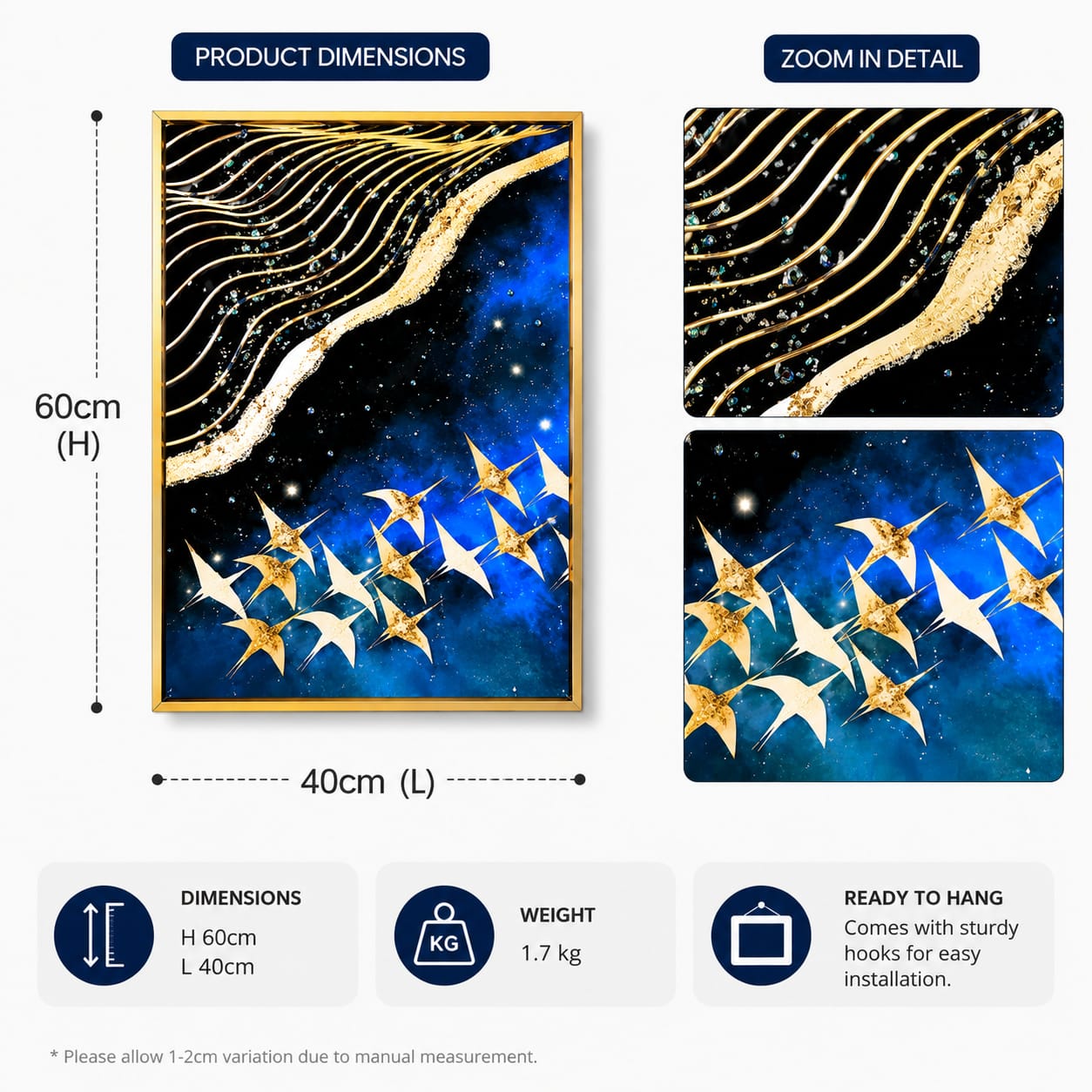 Yooyu Luxury Wall Art Moon Golden Birds Mountain Canvas ... - ANS Billons